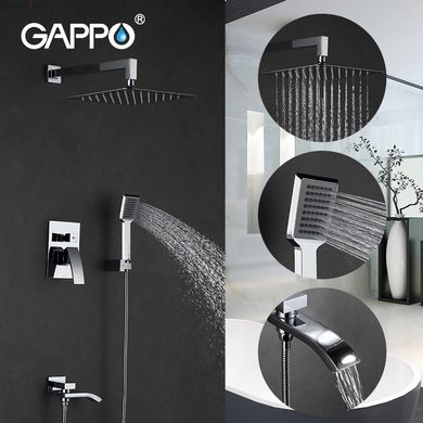 Вбудована душова система GAPPO G7107, вилив - перемикач на лійку, 3-функції, хром