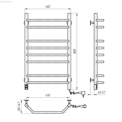 Рушникосушарка Блюз 480х800 Sensor права з таймером 10-006033-4880