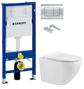 Инсталляция Geberit Duofix 458.103.00.1 с клавишей Delta30 хром глянцевый + Унитаз подвесной Volle Amadeus M 13-06-055M с сидением Soft Close