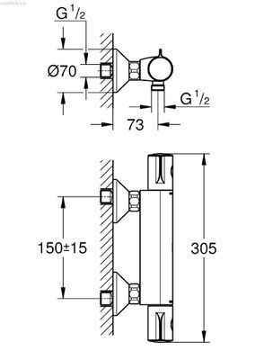 Змішувач для душу Grohe Grohtherm 800 хром 34558000 + Душова система Grohe Tempesta System 250 хром 26675001