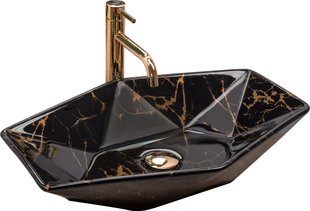 Умывальник (раковина) REA VEGAS BLACK MARBLE SHINY накладной черный REA-U5603