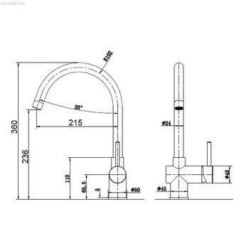 Змішувач для кухні Fabiano FKM 39 SS Inox нержавіюча сталь 8232.401.0192