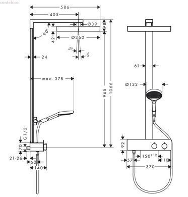 Душевая система с термостатом Hansgrohe Rainfinity Showerpipe 360 1jet черный матовый 26853670