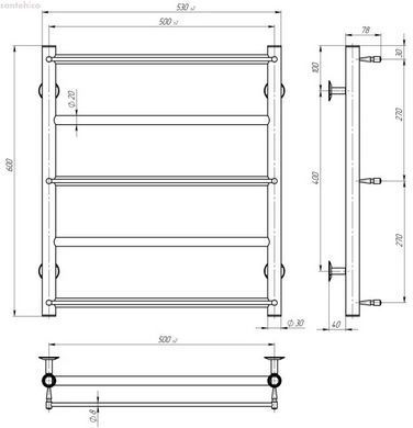 Полотенесушитель электрический Deffi Ladder 500x600 белый C.LK.60.50.5.E.W.R.3 правый