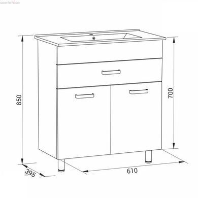 Тумба подвесная/напольная Rozzy Jenori Velum-L 60 см RJFU037-4160WHSET(RJFU037-4160WH+RZJ610) с раковиной Jenor