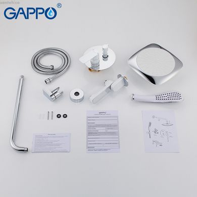Встраиваемая душевая система GAPPO G7148-8, излив - переключатель на лейку, 3-функции, белый/хром