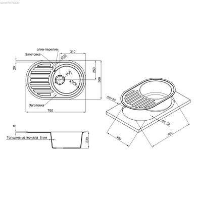 Кухонна мийка Lidz 780x500 / 200 BLM-14 (LIDZBLM14780500200)