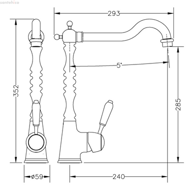 Одноважільний змішувач для кухонної раковини GENEBRE NRC bronze (68201394366)