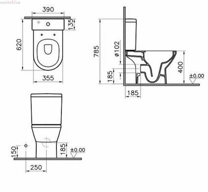 Унітаз підлоговий VitrA Integra Rim &ndash; Ex 88-9833B003-7209 з бачком та сидінням Soft Close