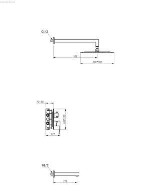 Встраиваемая душевая система GAPPO G7102, излив - переключатель на лейку, 3-функции, хром