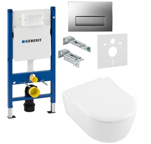 Инсталляция Geberit Duofix 458.178.46.1 + Унитаз подвесной Villeroy&Boch AVENTO 5656RS01 с крышкой Slim Soft Close