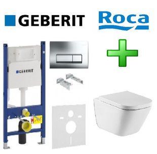 Инсталляция Geberit 458.178.21.1 4в1 с унитазом Roca Clean Rim A34H47C000