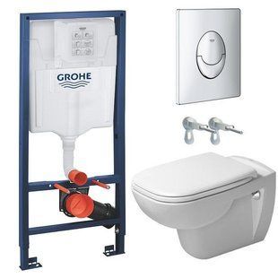 Комплект инсталляция Grohe Rapid SL 38721001 + Унитаз подвесной Duravit D-Code Rimless (с крышкой SoftClose) 45700900A1