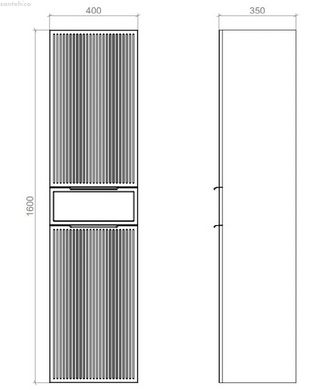 Пенал підвісний Mirater Адель 40 см чорний 000007492 лівий