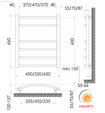 Рушникосушка електрична Polywarm Welt Sensor Wi-Fi 550x660 EG 6/55