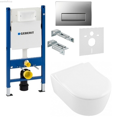 Інсталяція Geberit Duofix 458.178.46.1 + унітаз підвісний Villeroy & Boch AVENTO 5656RS01 з кришкою Slim Soft Close