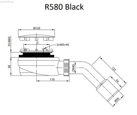 Сифон для піддону Radaway чорний R580B