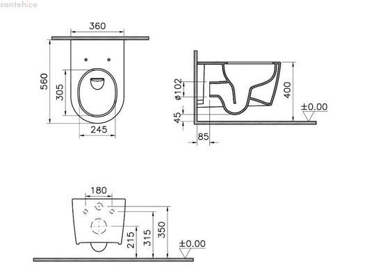 Унітаз підвісний VitrA Metropole Round QuaFlush 88-7910B403-0075 з сидінням Soft Close