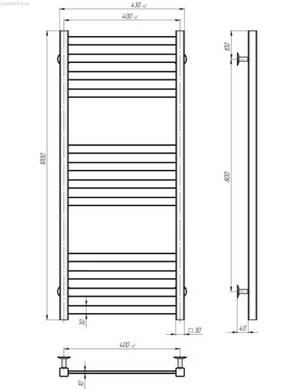 Рушникосушка електрична Deffi Avast 400x1000 чорний матовий B.AV.100.40.12.E.B.R.2 правий
