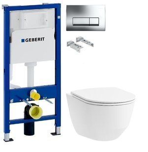 Інсталяція Geberit Duofix 458.103.00.1 з клавішею клавішею Delta50 хром глянець + Унітаз підвісний Laufen Pro H8669570000001 з кришкою Slim Soft Close