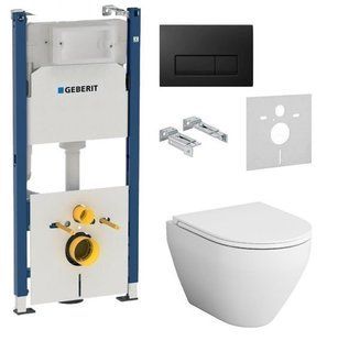Инсталляция Geberit Duofix 3 В 1 458.126.00.1 с клавишей Geberit Delta51 115.105.DW.1 + Унитаз подвесной Am Pm Spirit FlashClean C701700WH с сиденьем Slim Soft Close