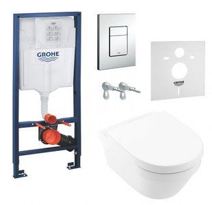 Инсталляция Grohe Rapid SL 38772001 4 в 1 + Унитаз подвесной Villeroy & Boch ARCHITECTURA NEW 4694HR01 с сидением Slow closing