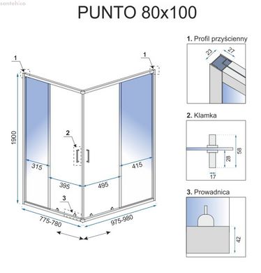 Душова кабіна REA PUNTO BLACK 80X100 REA-K4806