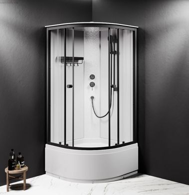 Душовий бокс Am.Pm X-Joy Round Deep 90x90 (Профіль - чорний, скло - прозоре) W94C-401A-090BT