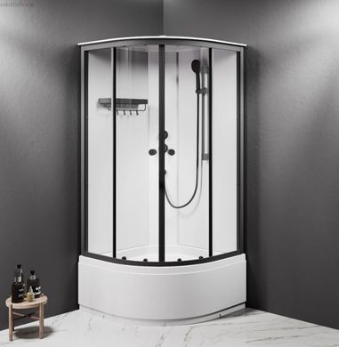 Душовий бокс Am.Pm X-Joy Round Deep 90x90 (Профіль - чорний, скло - прозоре) W94C-401A-090BT