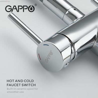 Смеситель для кухни на две воды GAPPO G4398-30 с гибким изливом, серый/хром