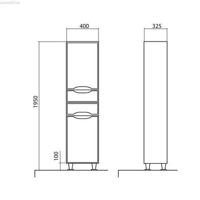 Пенал Родорс підлоговий 40 см з кошиком для білизни (правий) АР0000417