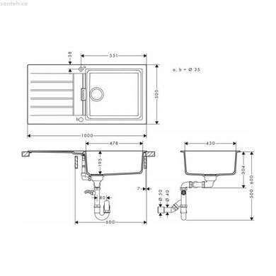 Кухонна мийка Hansgrohe S52 S520-F480 чорний графіт 43358170