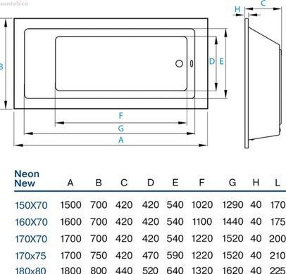 Ванна акрилова Koller Pool Neon Light 170х70 NEONLIGHT170X70