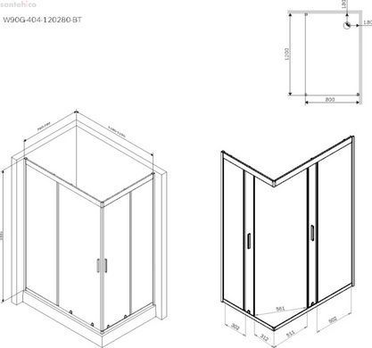 Душевая кабина Am.Pm Gem Square Slide 120х80 (Профиль - черный, стекло - прозрачное) W90UG-404-120280-BT