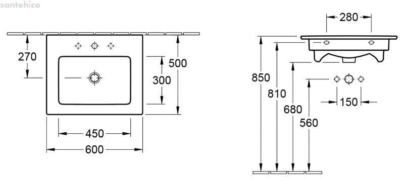 Умывальник Villeroy & Boch Venticello 60х50 см 41246001