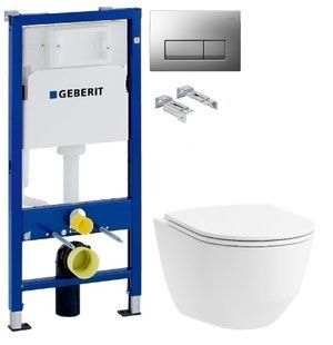 Інсталяція Geberit Duofix 458.103.00.1 з клавішею клавішею Delta50 хром матовий + Унітаз підвісний Laufen Pro H8669570000001 з кришкою Slim Soft Close