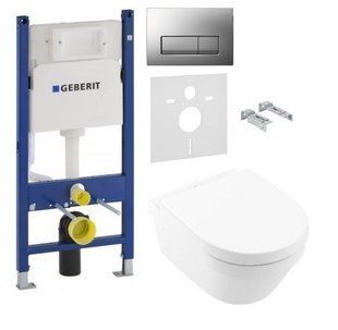 Инсталляция Geberit Duofix 458.178.46.1 + Унитаз подвесной Villeroy & Boch ARCHITECTURA NEW 4694HR01 с сидением Slow closing