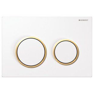 Клавиша смыва Geberit Omega 20 (Панель и кнопки - белый глянец, декоративные кольца - позолота) 115.085.KK.1