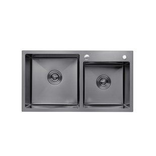 Кухонная мойка из нержавеющей стали Kroner KRP PVD Schwarze-7843ZHM CV022797
