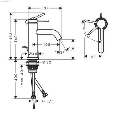 Змішувач для раковини Hansgrohe Tecturis S 80 CoolStart хром 73302000