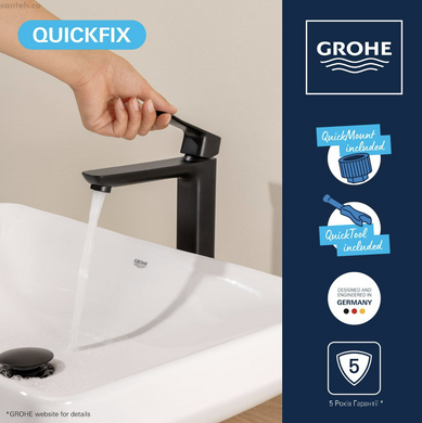 Змішувач для раковини Grohe Dice чорний матовий 1018922430