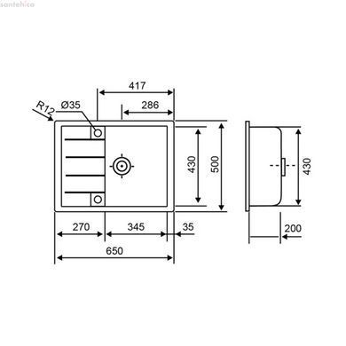 Кухонная мойка Lidz 650x500/200 MAR-07 (LIDZMAR07650500200)