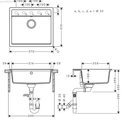 Кухонна мийка Hansgrohe S52 S520-F510 сірий камінь 43359290