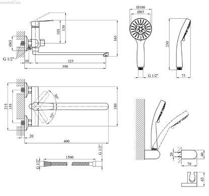 Смеситель для ванны Kroner Brocken-C070 хром CV023598