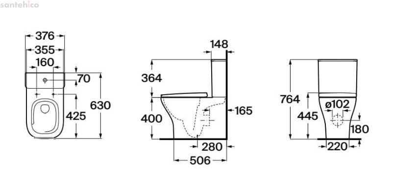 Унітаз підлоговий Roca Airos Rimless/Vortex A34DC10000 із бачком та сидінням Soft Close