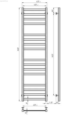 Рушникосушка електрична Deffi Avast 400x1600 чорна матова B.AV.160.40.16.E.B.L.2 ліва