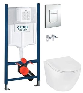 Инсталляция Grohe Rapid SL 38772001 4 в 1 + Унитаз подвесной Kroner Harz WHI493736 с сиденьям Soft Close