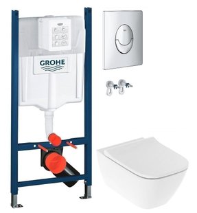 Инсталляция Grohe Rapid SL 38721001 4 в 1 + Унитаз подвесной Geberit Smyle Square 500.683.00.2 с сиденьям Soft Close