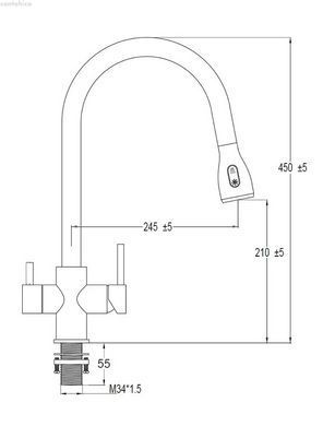 Змішувач для кухні Fabiano FKM 3122 Inox нержавіюча сталь 8231.403.1151 під фільтровану воду