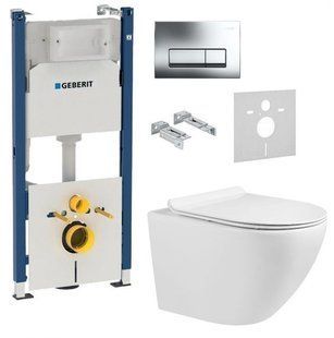 Инсталляция Geberit Duofix 458.178.21.1 4 в 1 + Унитаз подвесной Volle Amadeus M Rimless с сидением Slim Soft Close 13-06-055M